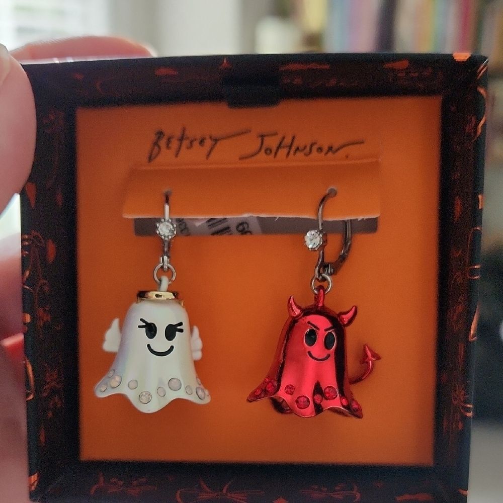Betsey Johnson White Ghost and Red Devil Earrings